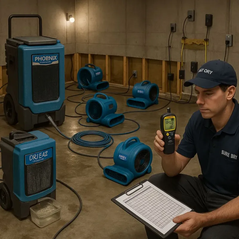 Structural Drying and Dehumidification process in West Athens, CA